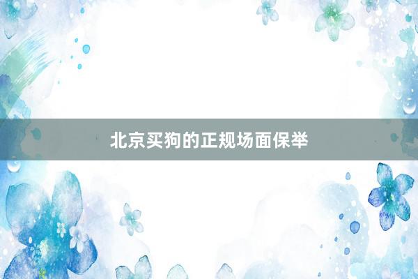 北京买狗的正规场面保举